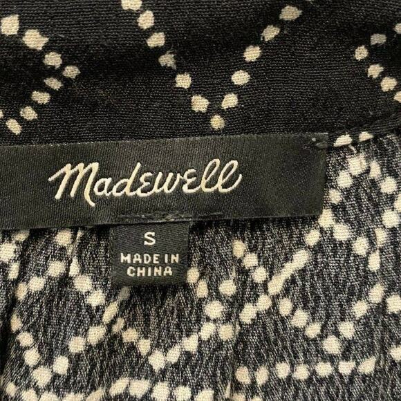 Madewell Black Primal Print 3/4 Sleeve Tunic Blouse Small - Picture 3 of 12